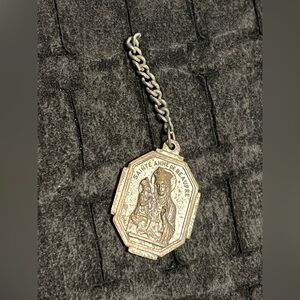 Vintage Saint Anne de Beaupré Silver Medal Pendant Necklace